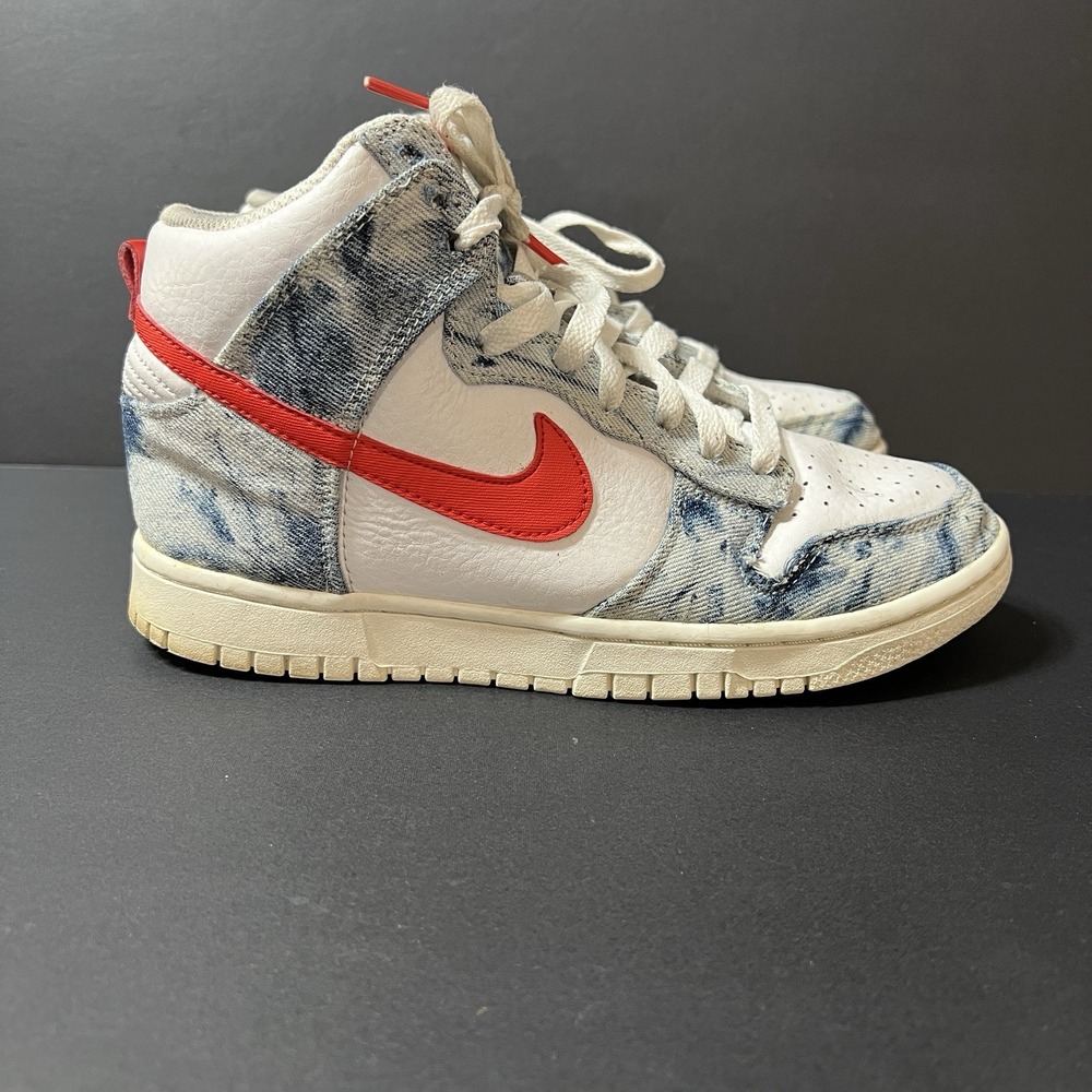 Nike Dunk High Women's 7.5 Multi-Color/Habanero Red-White-Denim Shoe DV2181-900 - Picture 3 of 7
